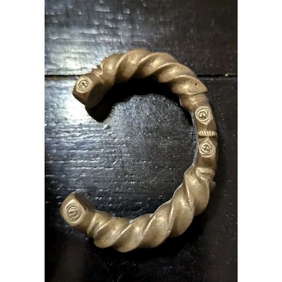 Antique African Niger Baoulé Dogon Bronze Manilla Currency Bracelet Cuff - Picture 6 of 8